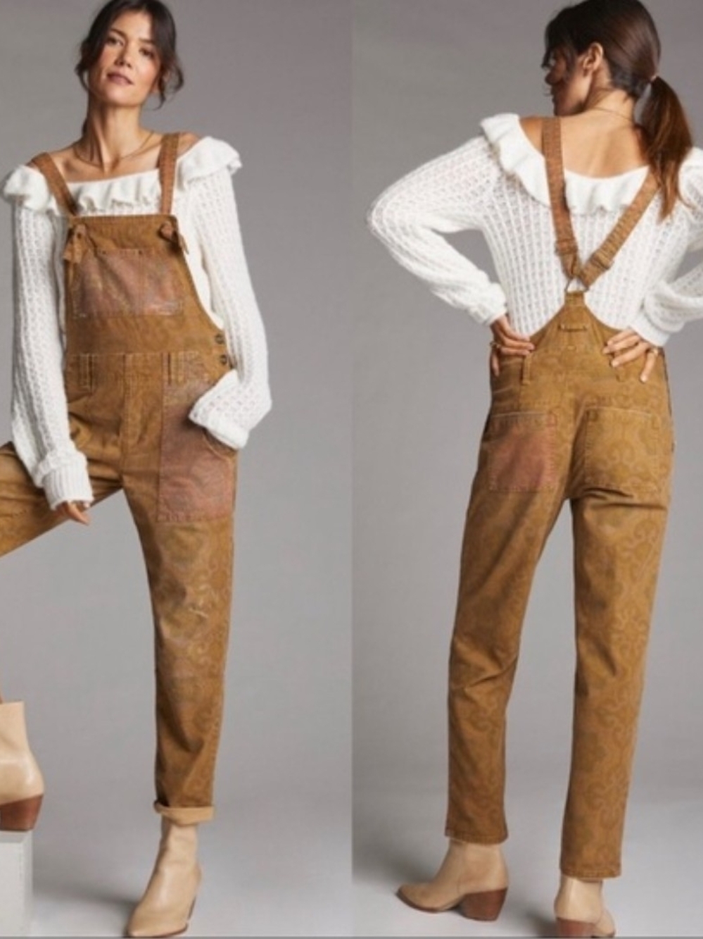 Anthropologie Pilcro NWT Size 28 The Wanderer Womens Brown Denim Overalls
